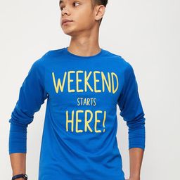 max Boys Blue Typography Printed Pure Cotton T-Shirt-image-61