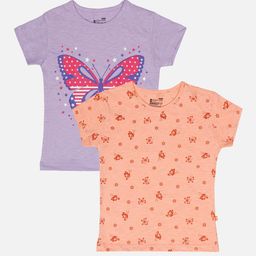 Bodycare Girls Pack of 2 Floral Printed Round Neck Short Sleeves Cotton T-shirt-image-75