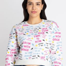 Status Quo Typography Printed Hooded Crop Sweatshirt-picture-30