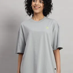 GRIFFEL Round Neck Applique Cotton Oversized T-shirt-image-70