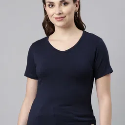 TWIN BIRDS Women V-Neck Extended Sleeves Pockets T-shirt-image-75