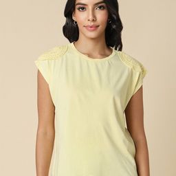 Allen Solly Woman Cotton Cap Sleeves T-shirt-image-5