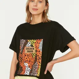 Trendyol Graphic Printed Extended Sleeves Cotton T-shirt-image-80