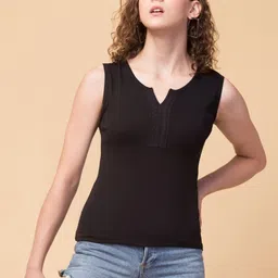 BAESD Cotton Notched Neck Sleeveless Casual Top-image-33
