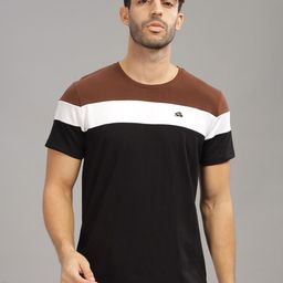 ADRO Colourblocked Regular Fit Cotton T-shirt-image-65