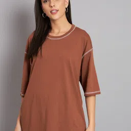Imsa Moda Cotton Drop-Shoulder Sleeves Oversized T-Shirt-image-37