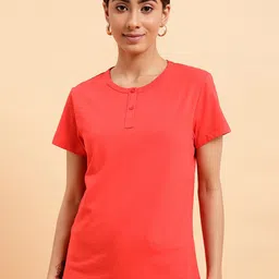 MINT STREET Henley Neck Pure Cotton T-shirt-image-58