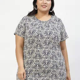 plusS Women Floral Printed Drop-Shoulder Sleeves Pockets T-shirt-picture-28