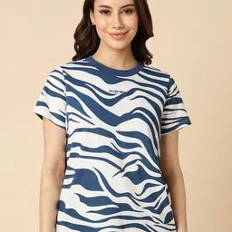 Allen Solly Woman Abstract Printed Round Neck T-shirt-image-10