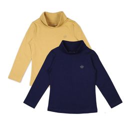 PLUM TREE Girls Pack of 2 Yellow  Navy Blue High Neck Cotton Pure Cotton T-shirt-image-14