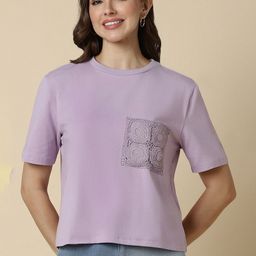 Allen Solly Woman Solid Round Neck T-shirt-image-46