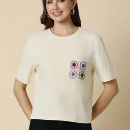 Allen Solly Woman Solid Round Neck T-shirt-image-97