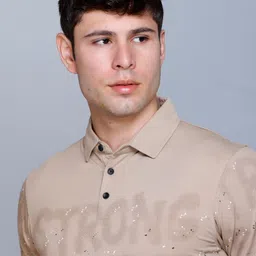 Fort Collins Typography Printed Polo Collar Cotton T-shirt-image-60