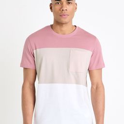 Celio Colour Blocked Round Neck Short Sleeves Cotton T-shirt-image-46