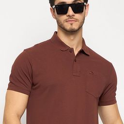 98 Degree North Men Men Solid Polo Collar Pocket Pure Cotton T-shirt-image-97