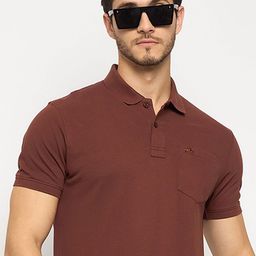 98 Degree North Men Solid Polo Collar Pocket Cotton T-shirt-image-94