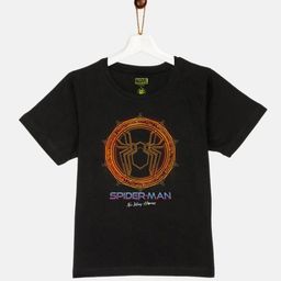 YK Marvel Boys Black Spider-Man Printed Pure Cotton T-shirt-image-67