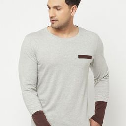 GLITO Round Neck Long Sleeves Cotton T-shirt-image-49