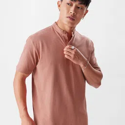 The Souled Store Pink Henley Neck Pure Cotton T-shirt-picture-17