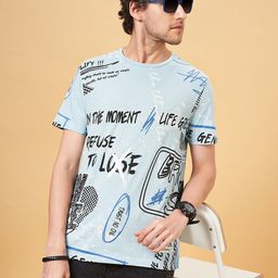 People Blue Typography Printed Round Neck Pure Cotton T-shirt-image-72