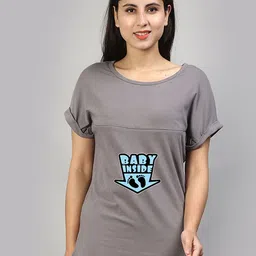 SillyBoom Round Neck Printed Maternity & Feeding T-shirt-image-72