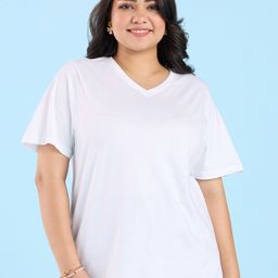 Big Hello - The Plus Life V-Neck Cotton T-shirt-image-45