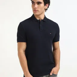 Tommy Hilfiger Men Solid Polo Collar Cotton T-shirt-image-50