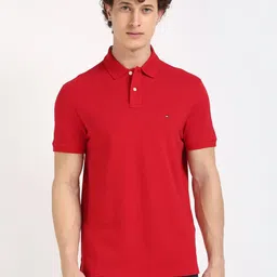 Tommy Hilfiger Men Solid Polo Collar Cotton T-shirt-image-17