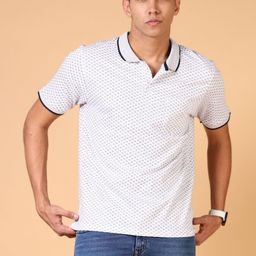 V-Mart Men Geometric Printed Polo Collar Cotton T-shirt-picture-13
