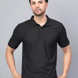 Shiv Naresh Rapid-Dry Striped Polo Collar Regular Fit Casual T-Shirt-image-87