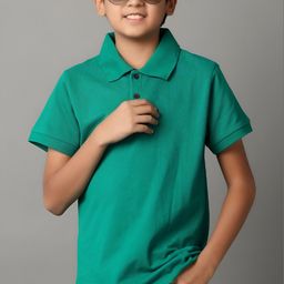 V-Mart Boys Solid Polo Collar Cotton T-shirt-picture-32