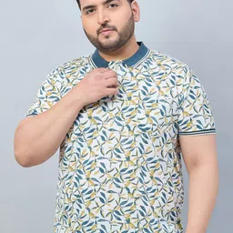 AUSTIVO Plus Size Floral Printed Polo Collar Pockets T-shirt-image-80