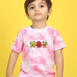 NUSYL Kids Tie and Dye Printed Short Sleeves T-shirt-13