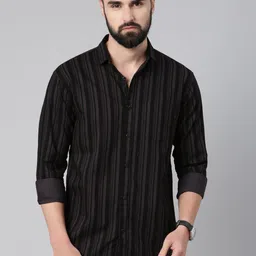 Majestic Man Men Standard Slim Fit Striped Pure Cotton Casual Shirt-image-86