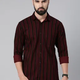 Majestic Man Men Standard Slim Fit Striped Pure Cotton Casual Shirt-image-90