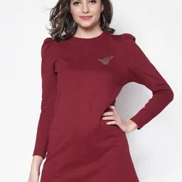 Sera Women Maroon Solid Longline Sweatshirt-image-22