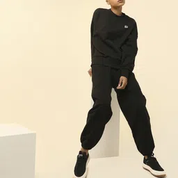 Puma Women Black Downtown Oversized Crew Loose Sweatshirt-image-31