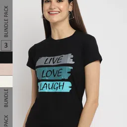Fabflee Pack Of 3 Typography Printed Cotton T-shirt-picture-42