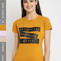 Fabflee Pack Of 3 Typography Printed Regular Fit Cotton T-shirt-picture-44