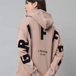 GRIFFEL Typographic Printed Hooded Fleece Sweatshirt-image-29