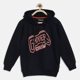 Lil Tomatoes Boys Navy Blue Printed Hooded Sweatshirt-image-47
