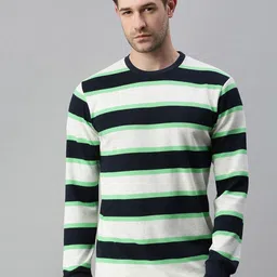 SHOWOFF Men White Striped Sweatshirt-image-88