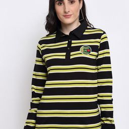 Club York Women Black & Yellow Striped Sweatshirt-image-45
