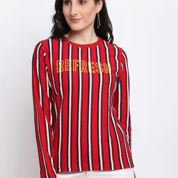 Club York Women Red & White Striped Sweatshirt-image-76