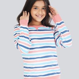 Olele Girls Multicoloured Striped Sweatshirt-66
