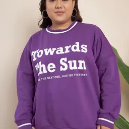 CURVY STREET Plus Size Typography Printed Ribbed Pure Cotton Sweatshirt-picture-18