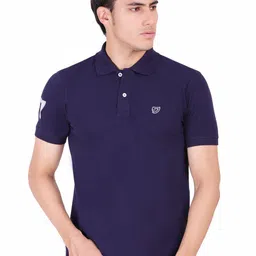 Sam and Jack Men Navy Blue Polo Collar Applique Regular Fit T-shirt-image-42