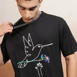 HIGHLANDER Men Printed Mandarin Collar Applique T-shirt-image-10