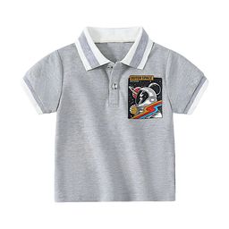 BAESD Kids Graphic Printed Polo Collar Pure Cotton T-shirt-image-17