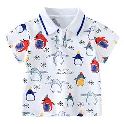 BAESD Kids Conversational Printed Cotton Polo Collar Short Sleeves Applique Casual T-shirt-image-64